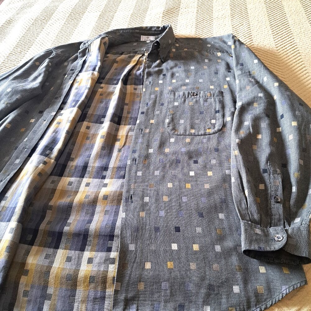 Zanella Men's Gray Stylish Casual Shirt Made in Italy Vintage Size L